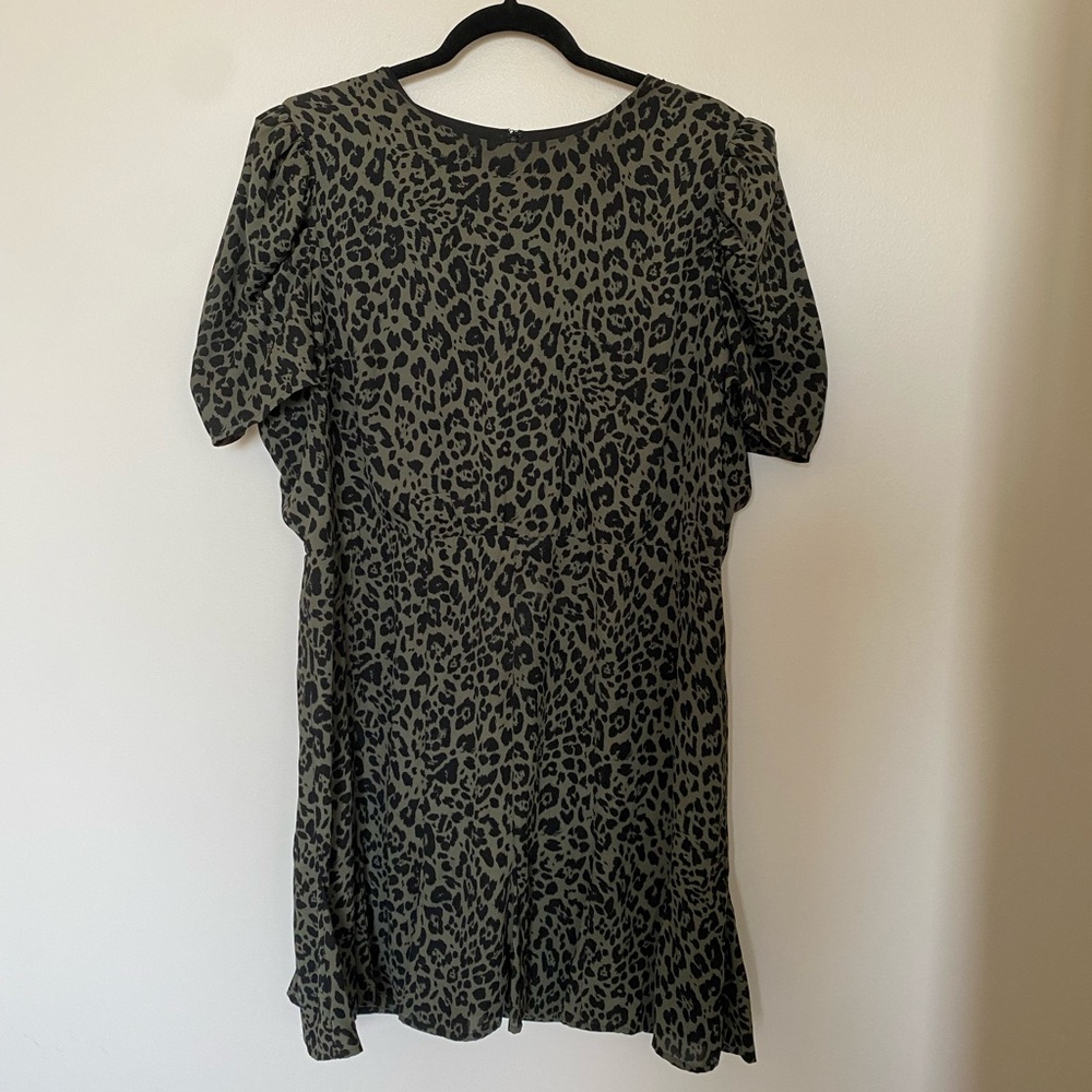 Express Olive Green Leopard Print Dress